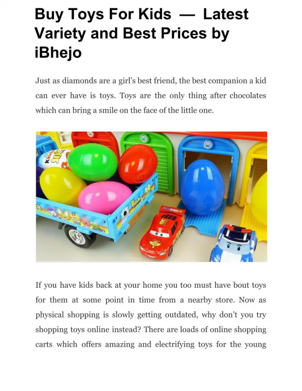 Buy Toys For Kids — Latest Variety and Best Prices by iBhejo