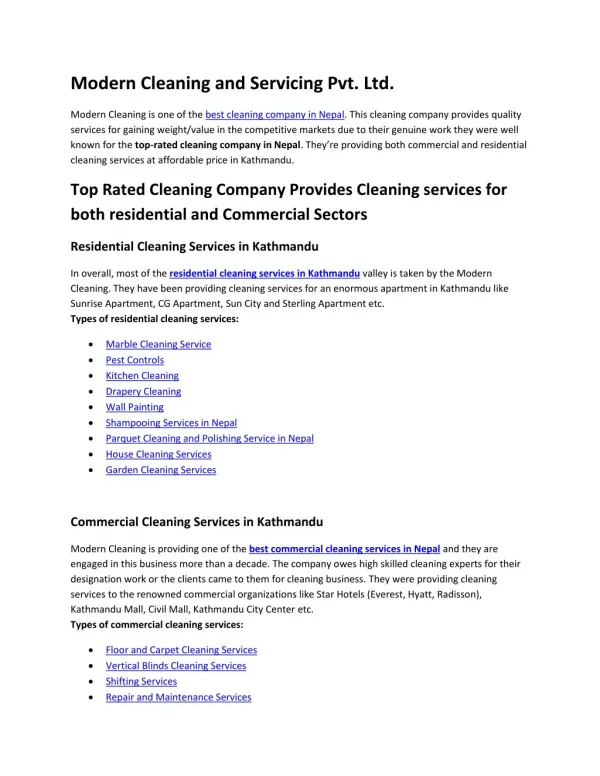 Modern Cleaning and Servicing