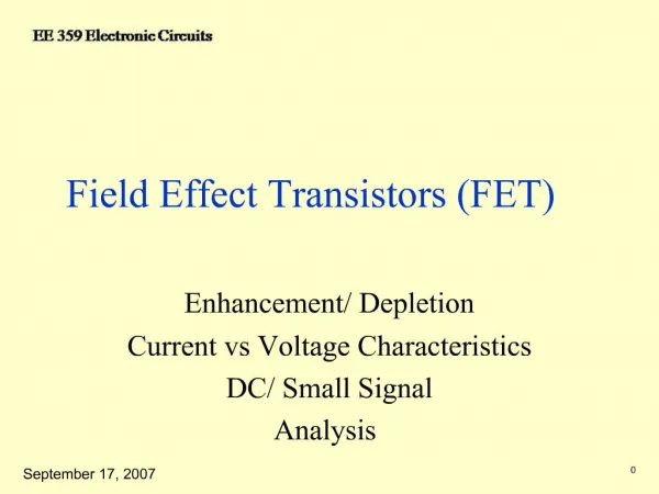 Field Effect Transistors FET