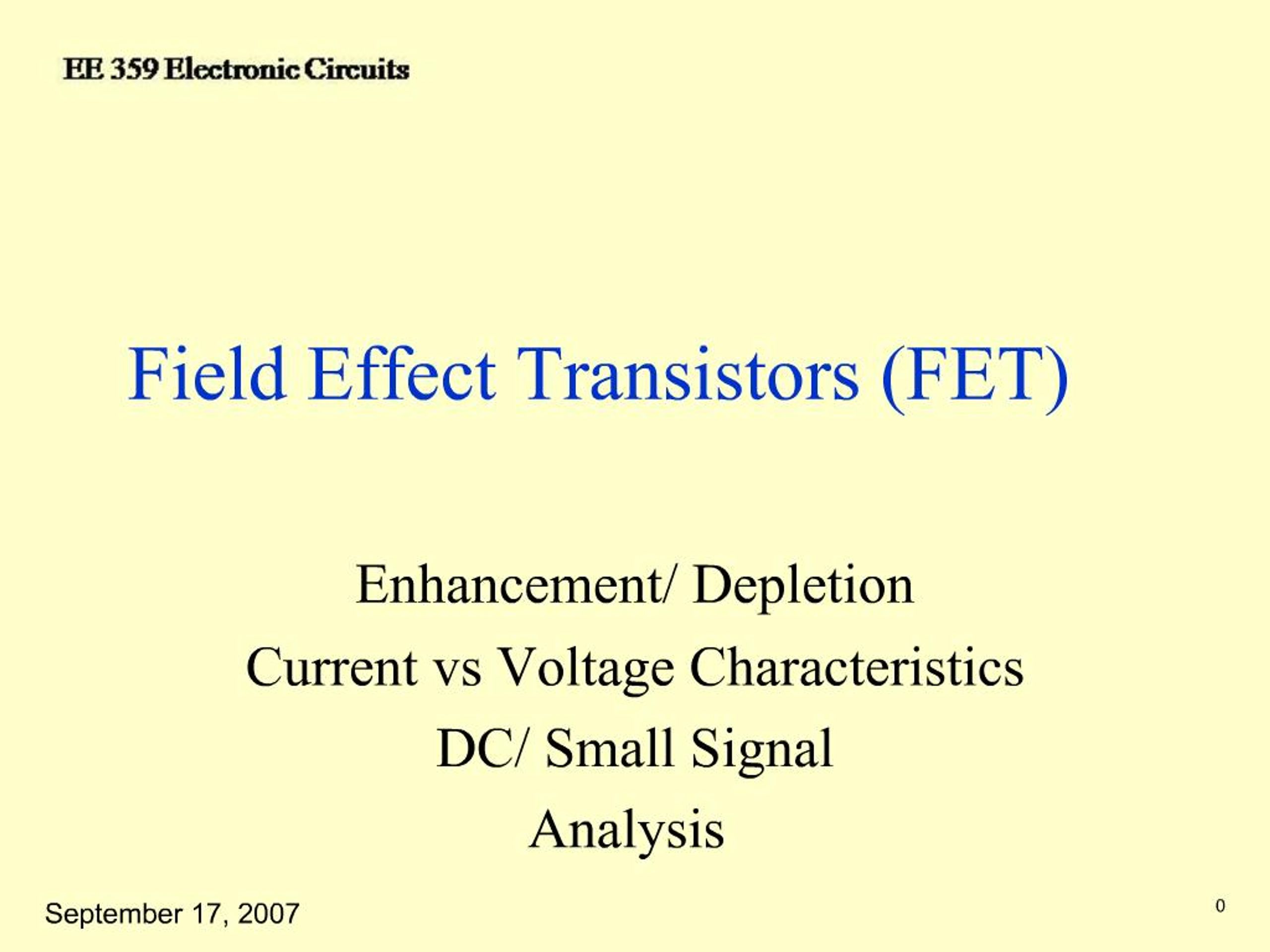 PPT - Field Effect Transistors FET PowerPoint Presentation, free ...