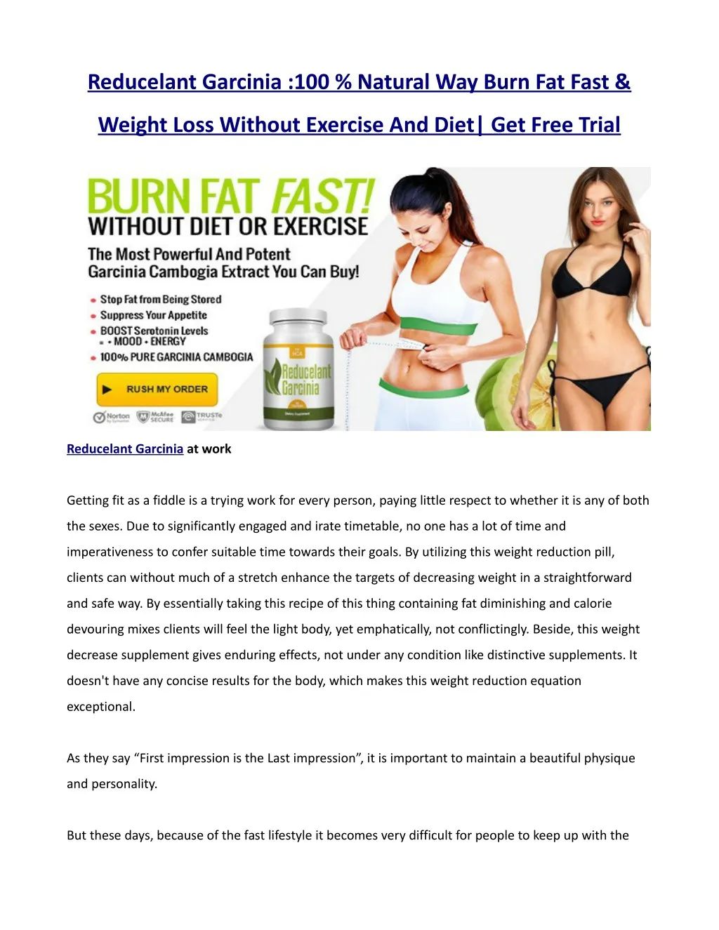 reducelant garcinia 100 natural way burn fat fast