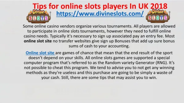 Tips for online slots players In UK 2018