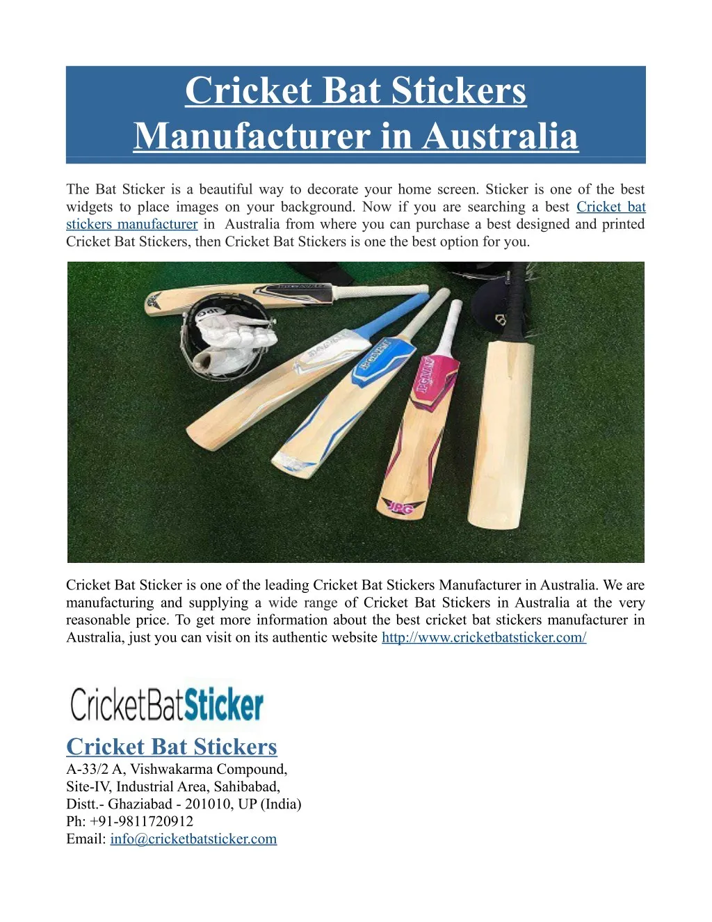cricket bat stickers manufacturer in australia
