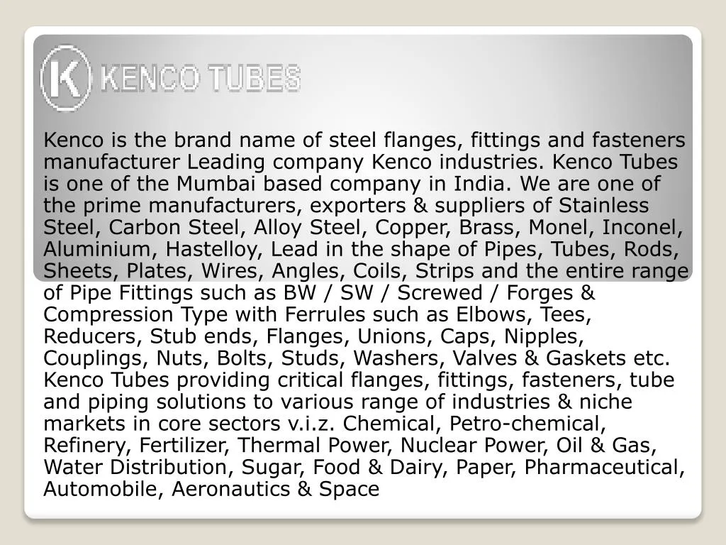 kenco is the brand name of steel flanges fittings