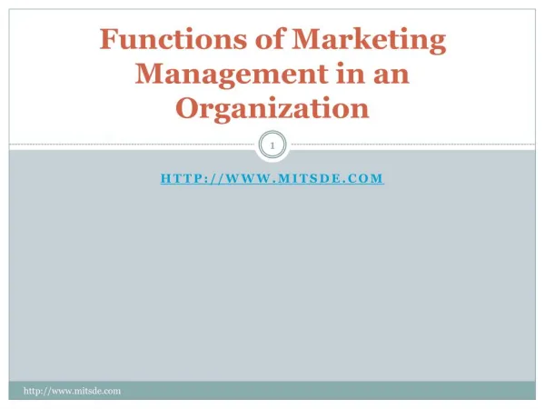 Functions of marketing management in an organization | MBA Distance learning in marketing - mitsde