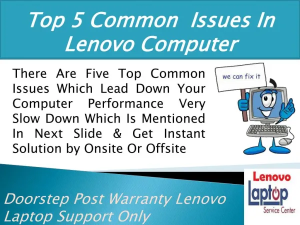 Get Top Most Common Issues In Lenovo Laptop - I FIX PC