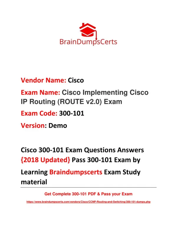 Latest 300-101 Dumps {2018 Updated} Exam Questions Answers PDF