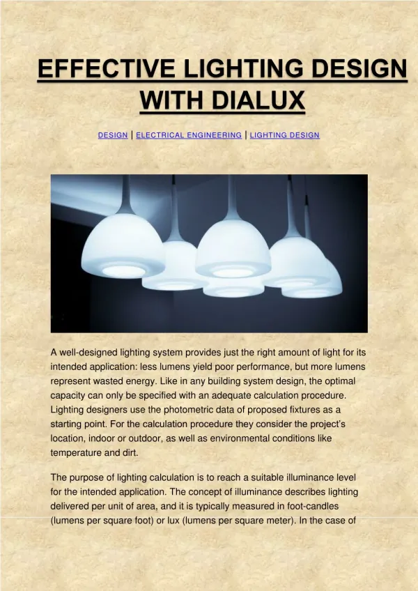 EFFECTIVE LIGHTING DESIGN WITH DIALUX-Design | Electrical Engineering | Lighting Design