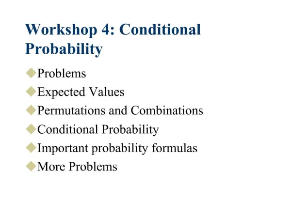 Workshop 4: Conditional Probability
