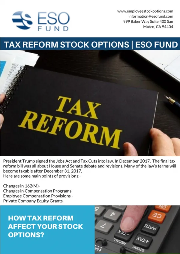 Tax Reform Stock Options | ESO Fund
