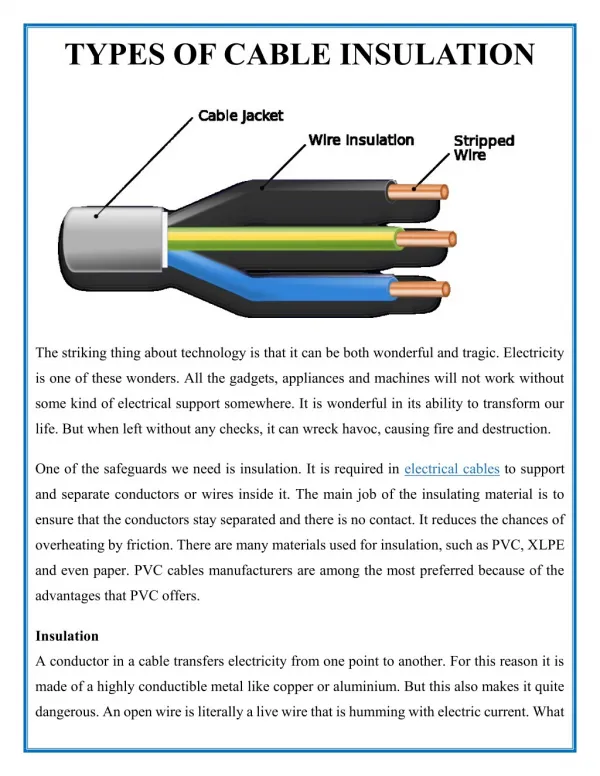 TYPES OF CABLE INSULATION