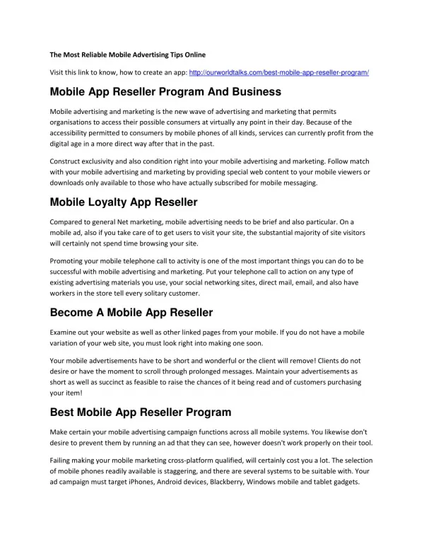 Mobile App Reseller Business And Program