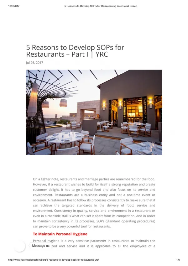 5 Reasons to Develop SOPs for Restaurants – Part I