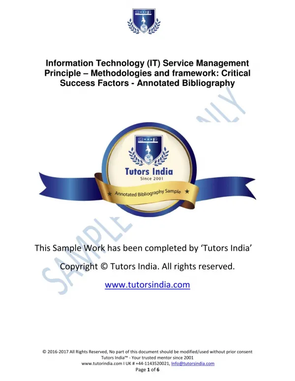 Management IT-Service-principles –Methodologies-and-framework