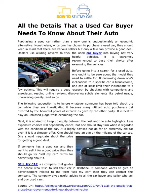 All the Details That a Used Car Buyer Needs To Know About Their Auto