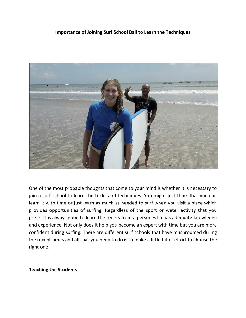 importance of joining surf school bali to learn