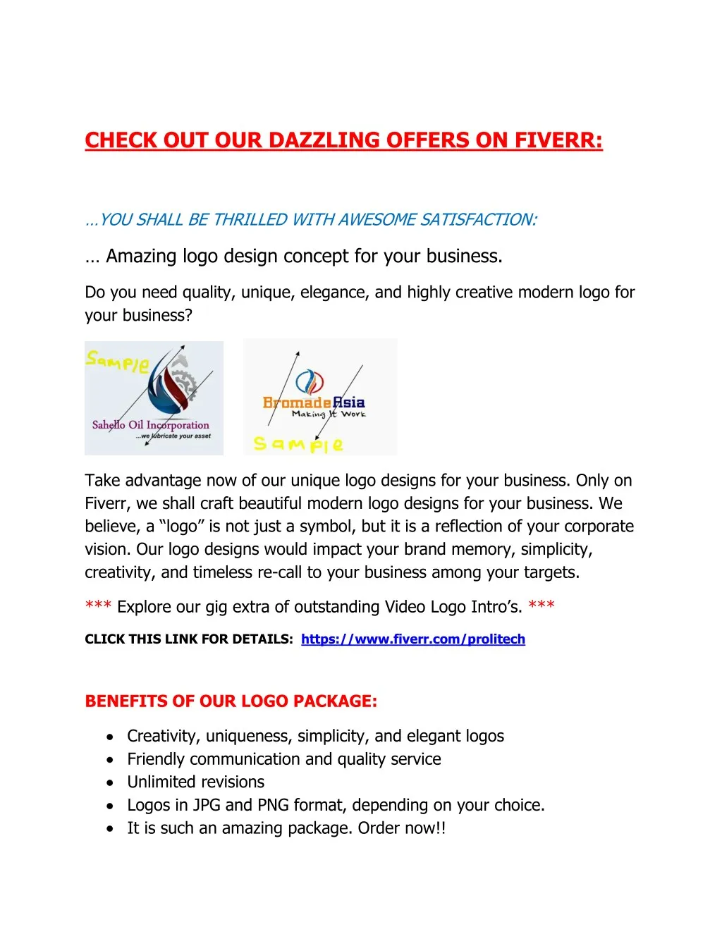 check out our dazzling offers on fiverr