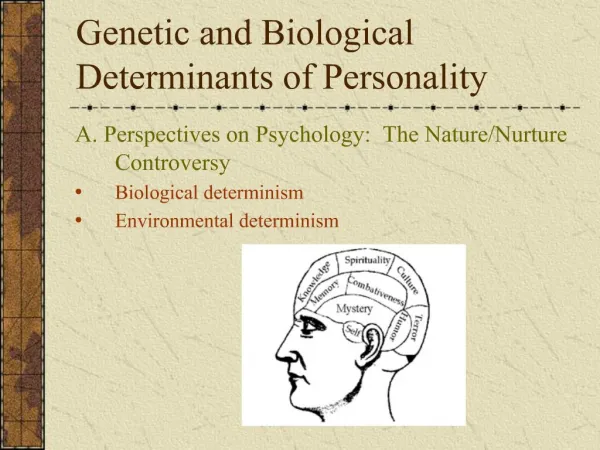 Genetic and Biological Determinants of Personality