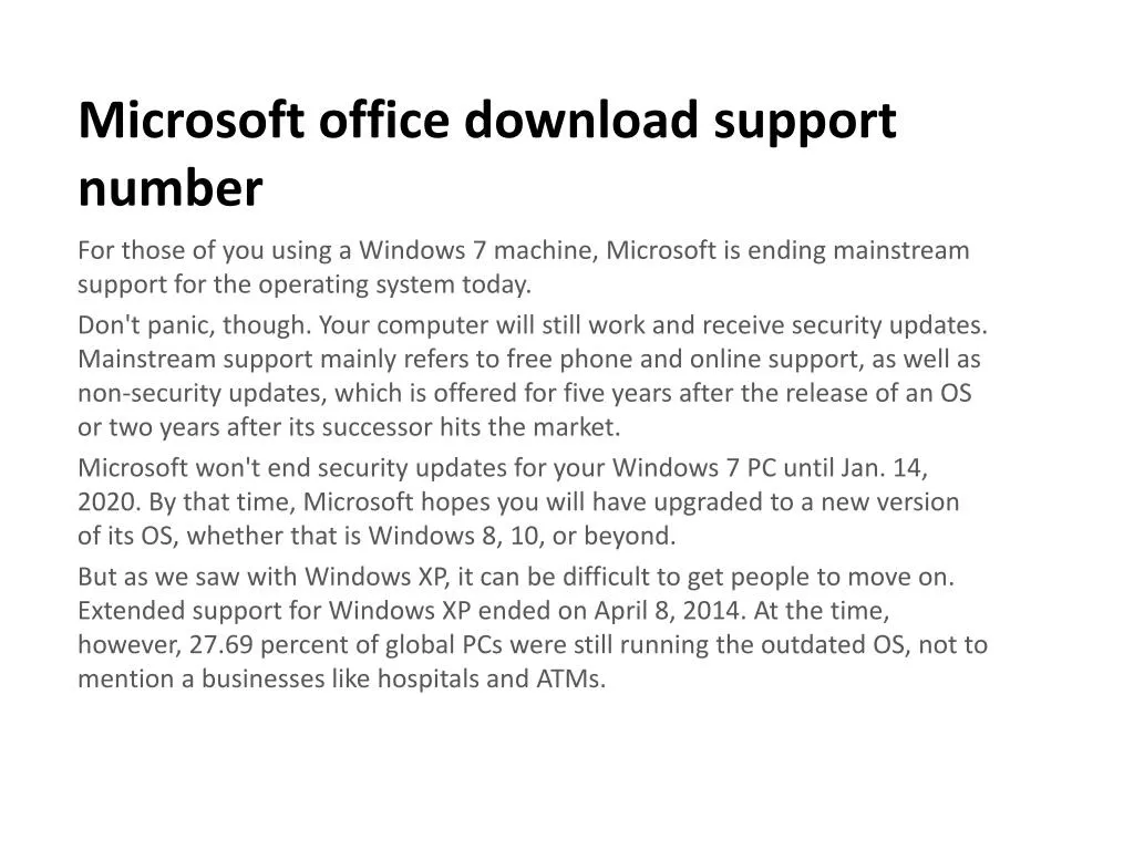 microsoft office download support number