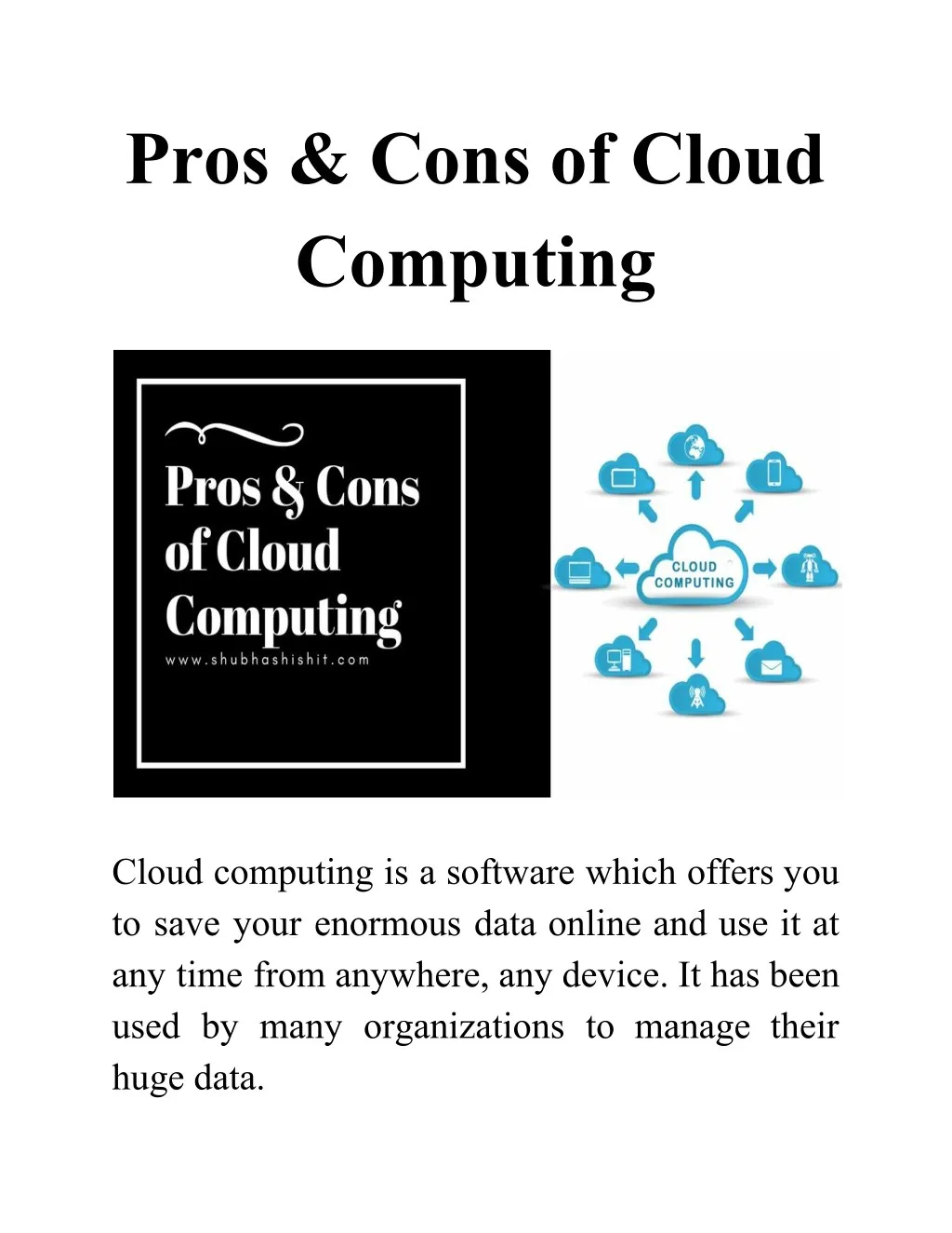 pros cons of cloud computing