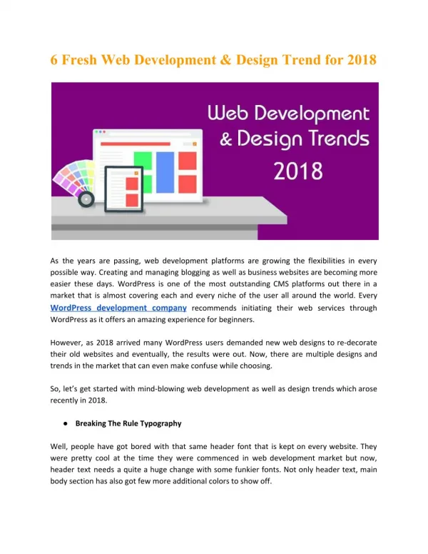 6 Fresh Web Development & Design Trend for 2018