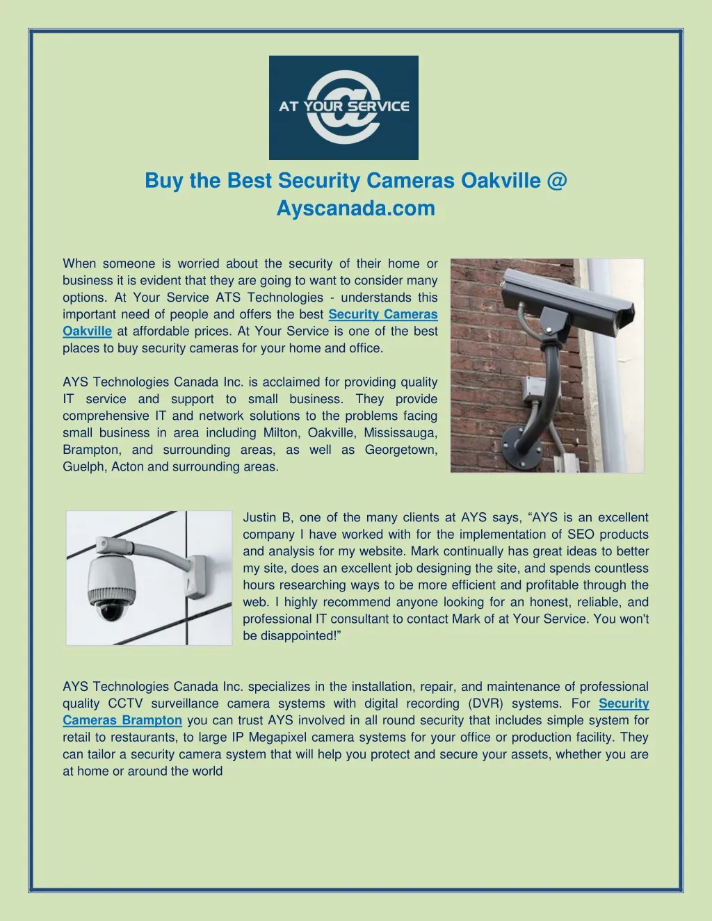 buy the best security cameras oakville