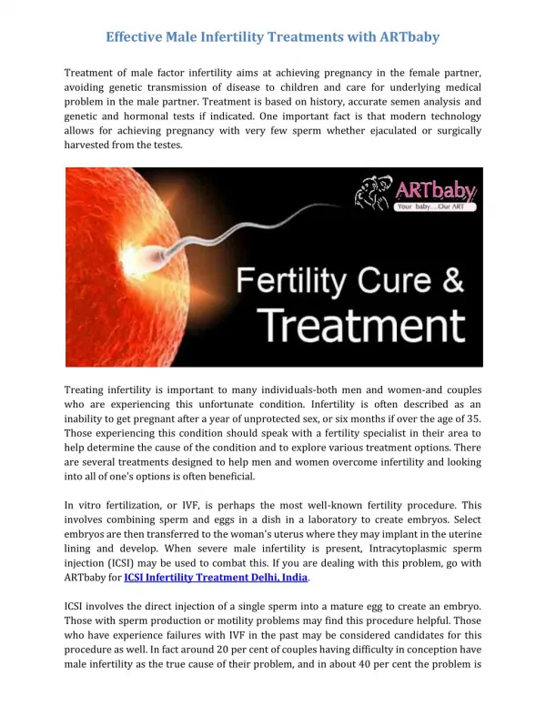 Effective Male Infertility Treatments With Artbaby