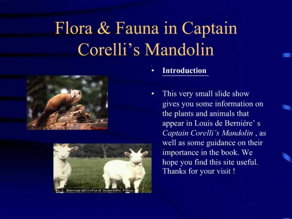 Flora Fauna in Captain Corelli s Mandolin