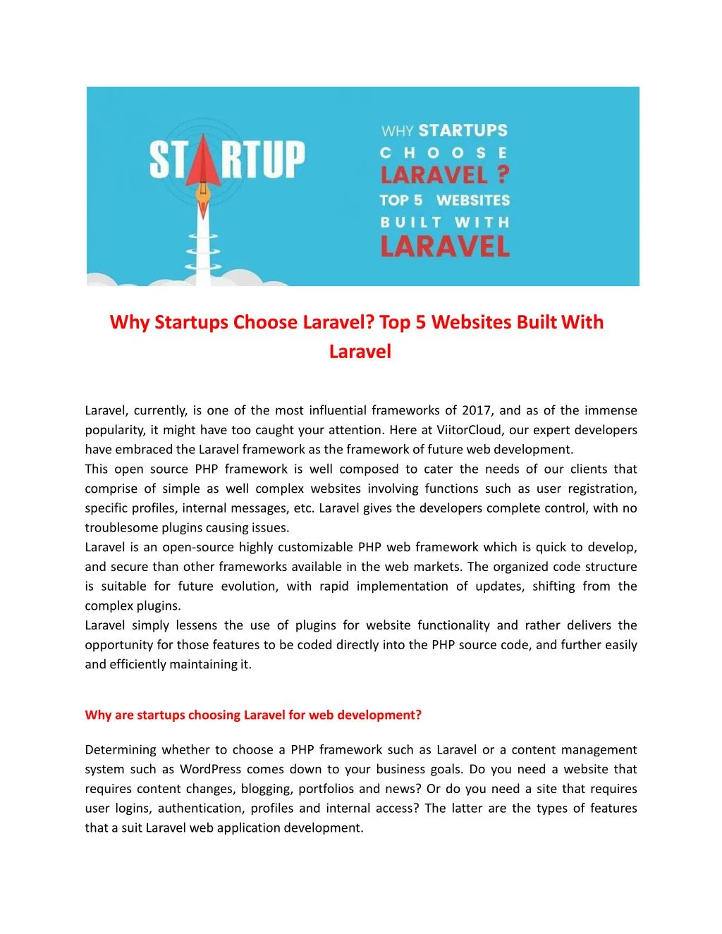 why startups choose laravel top 5 websites built