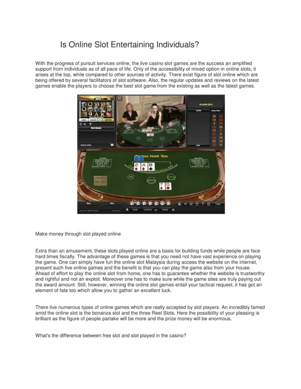 Is Online Slot Entertaining Individuals?
