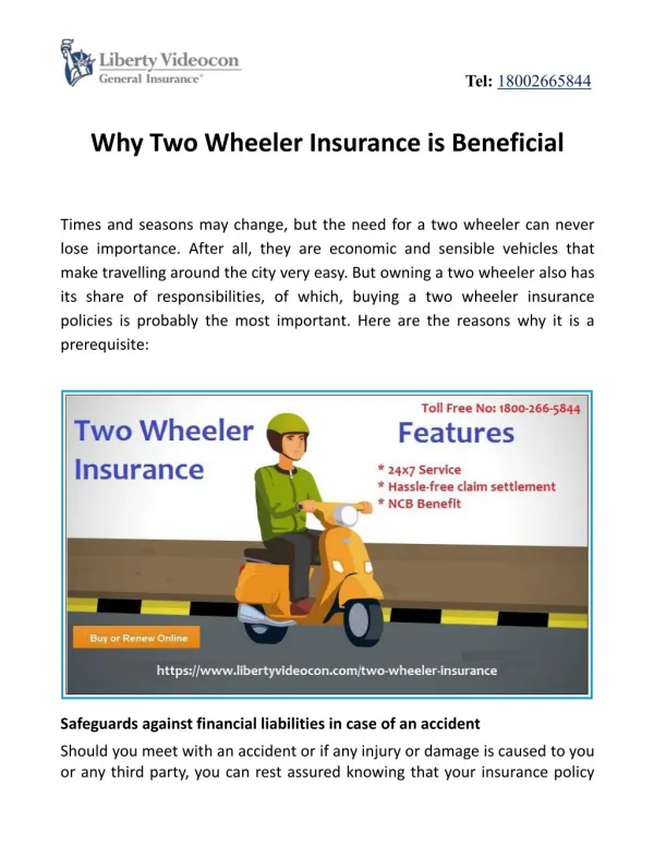 Why Two Wheeler Insurance is Beneficial