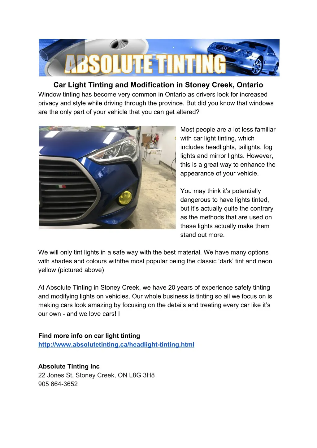 car light tinting and modification in stoney