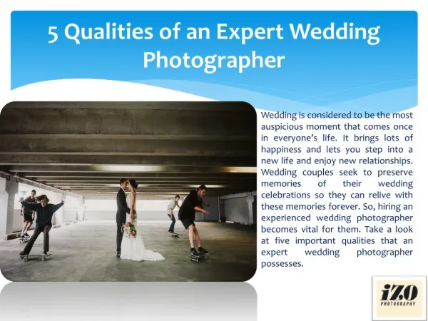 5 Qualities of an Expert Wedding Photographer