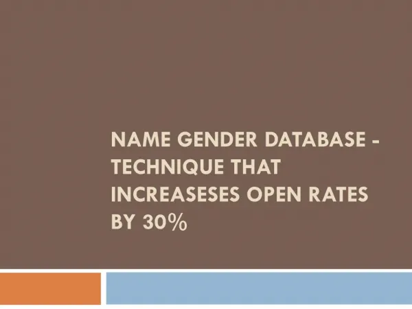 Name Gender Database - Technique That Increaseses Open Rates by 30%
