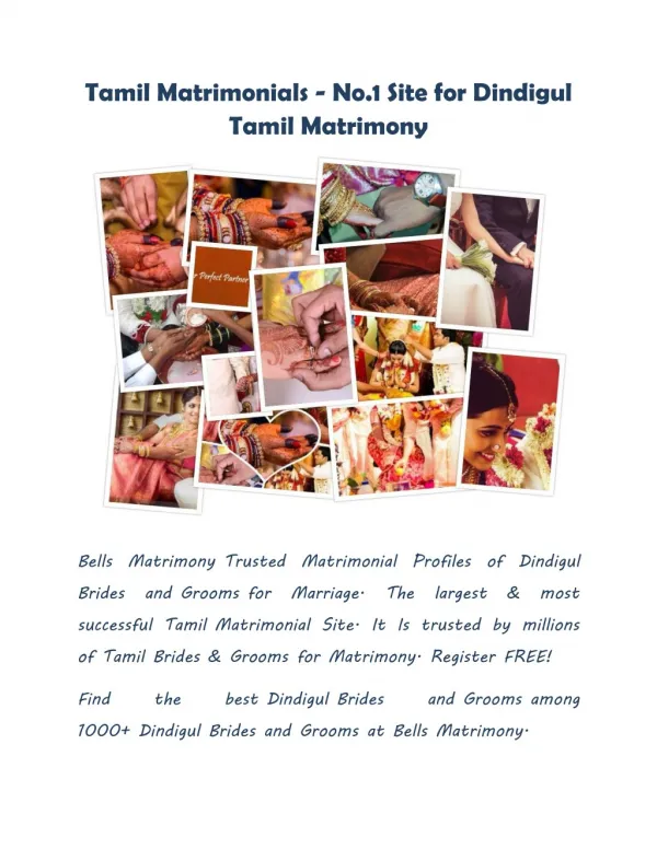 Tamil Matrimonials - No.1 Site for Dindigul Tamil Matrimony