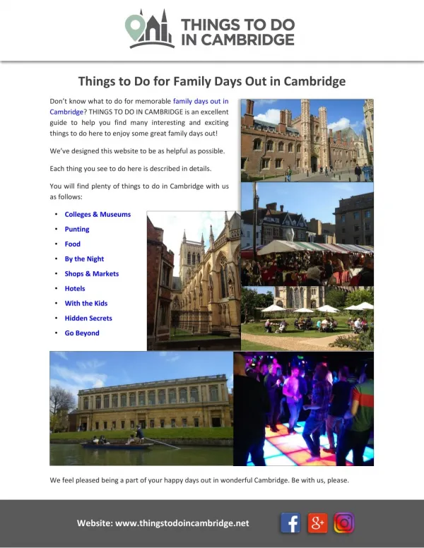 Things to Do for Family Days Out in Cambridge