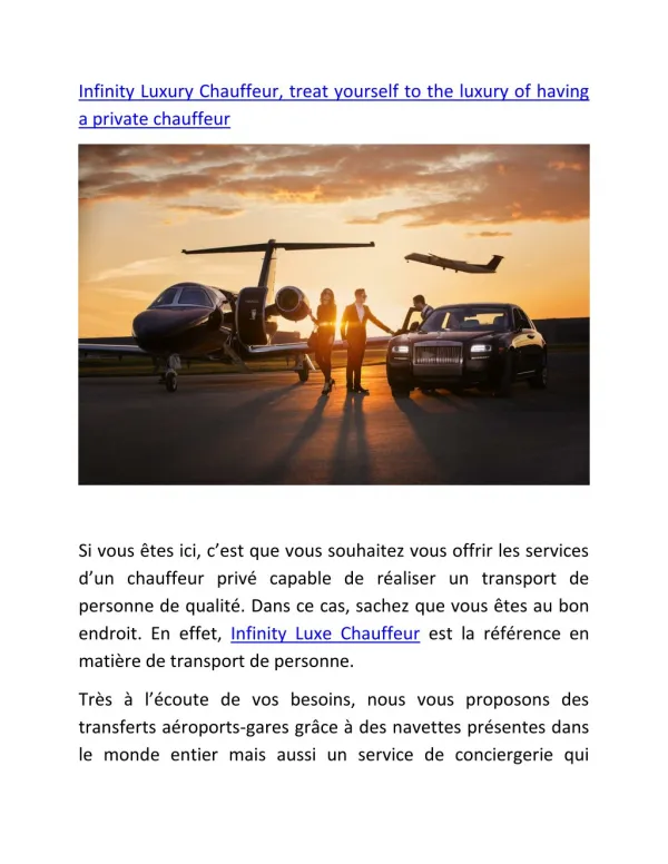 infinity luxury chauffeur treat yourself