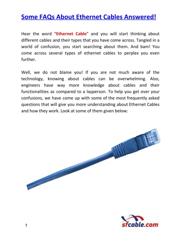 Some FAQs About Ethernet Cables Answered!