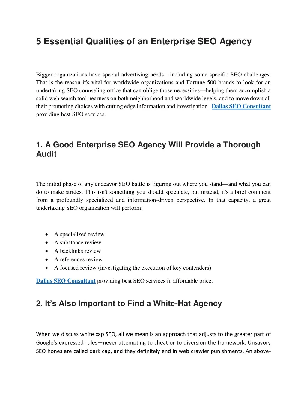 5 essential qualities of an enterprise seo agency