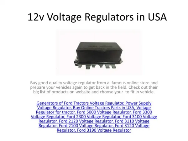 New Voltage Regulator For Ford