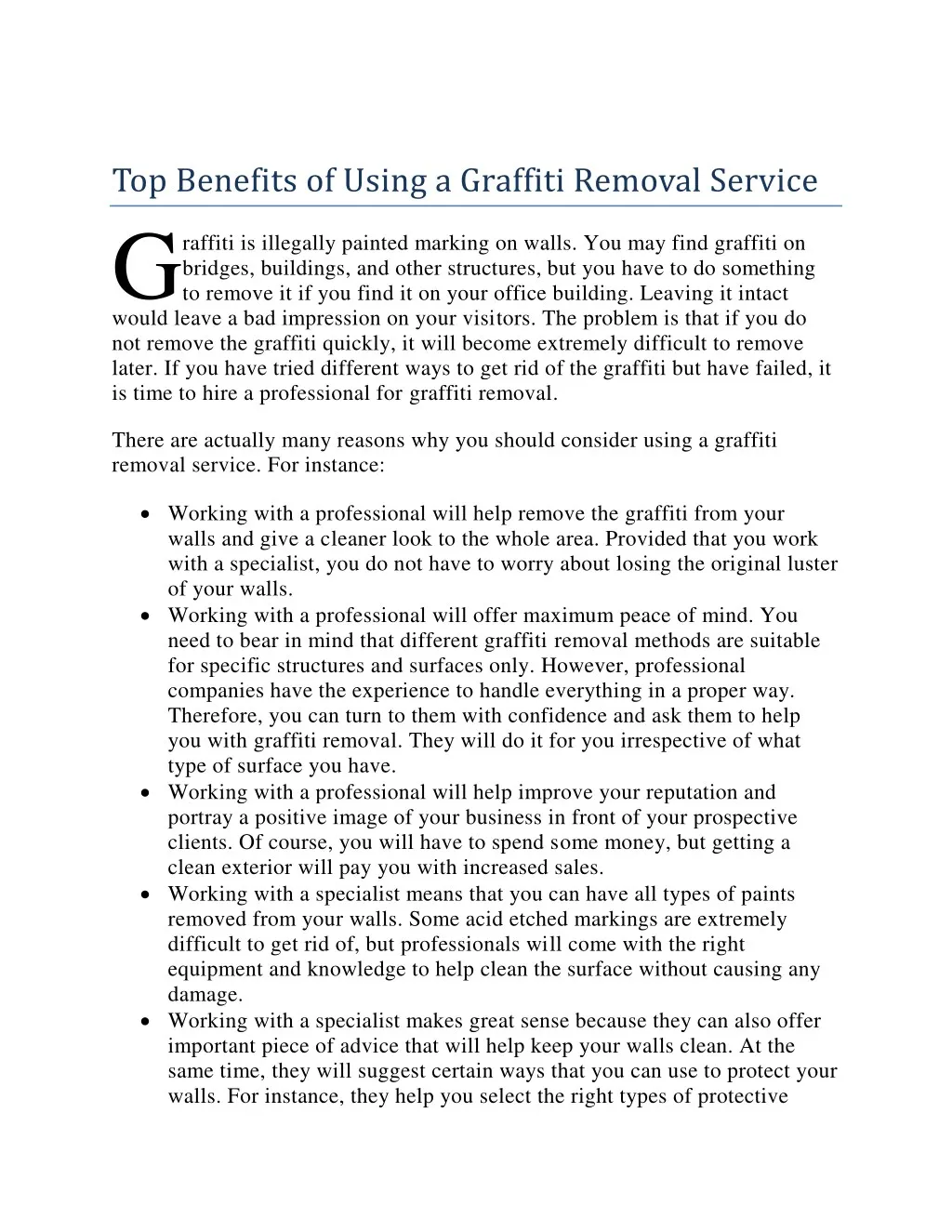 top benefits of using a graffiti removal service g