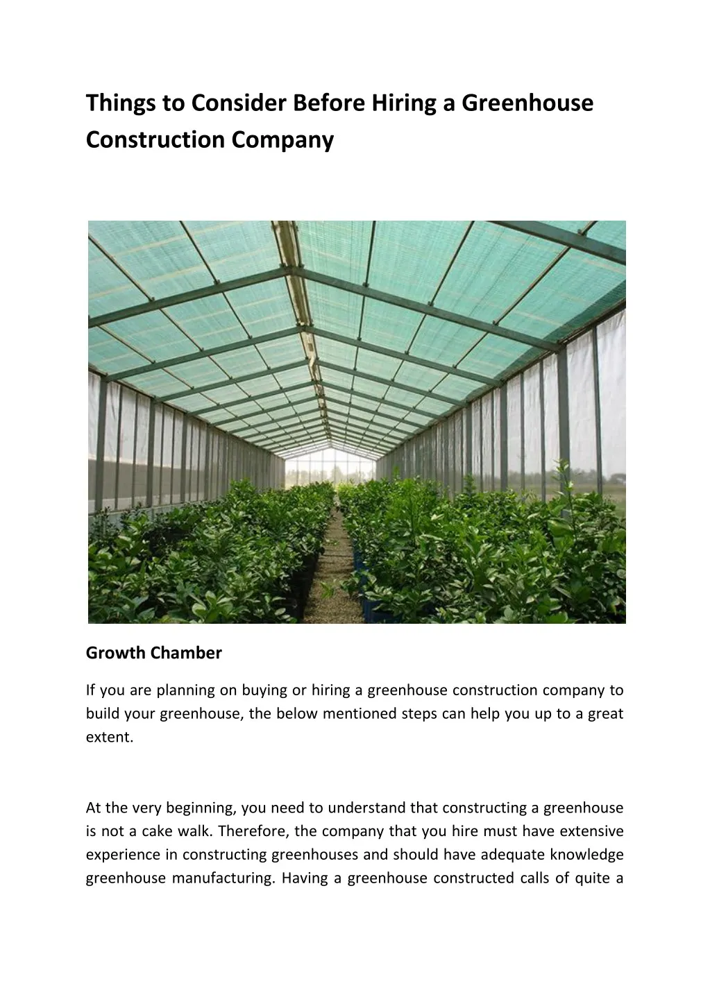 things to consider before hiring a greenhouse