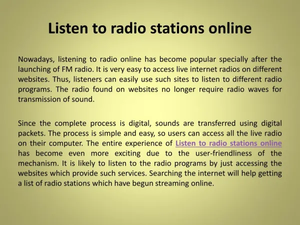 Online Streaming Radio Stations to Listen Your Favorite Music