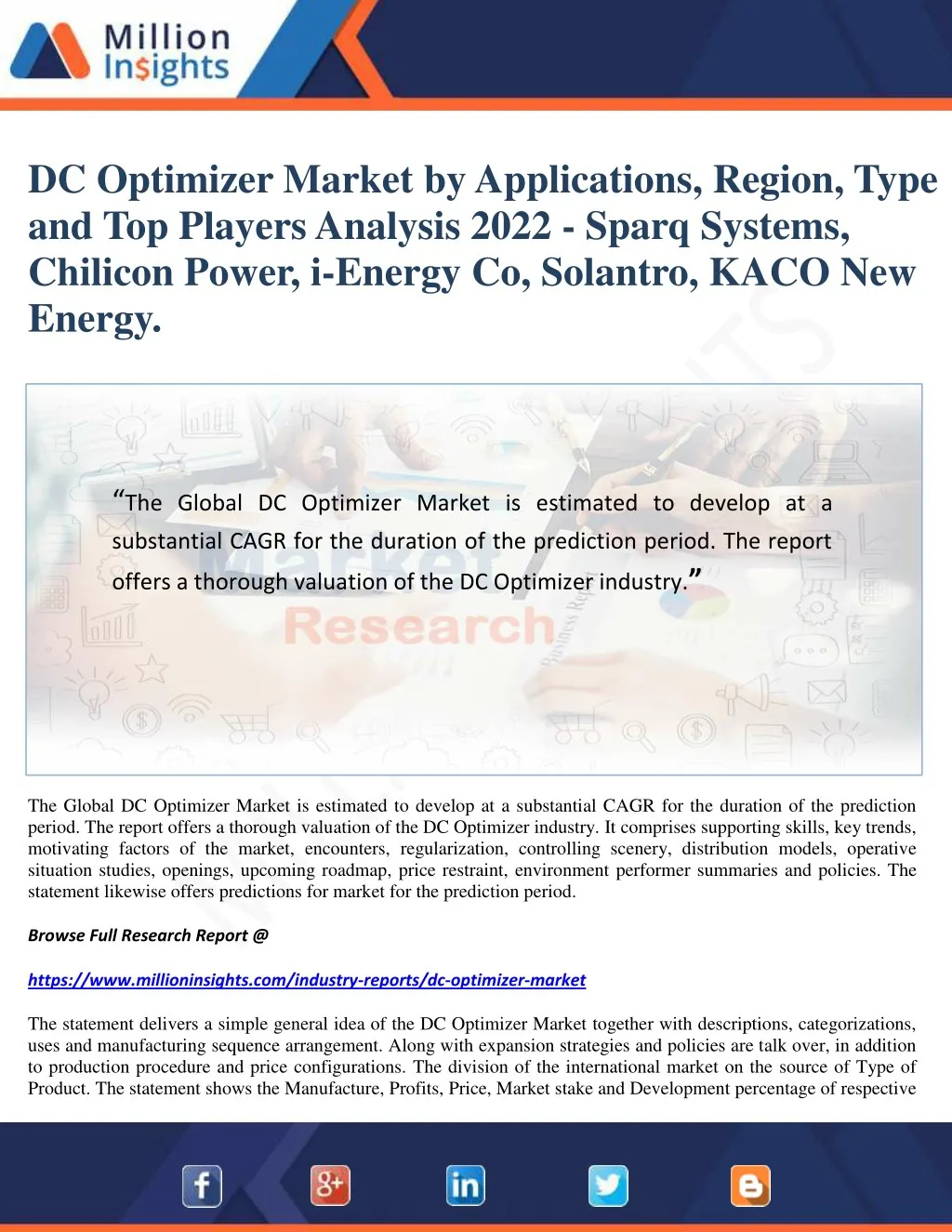 dc optimizer market by applications region type