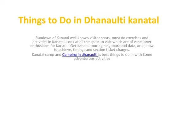 Things to do in Kanatal camp-Hill station places