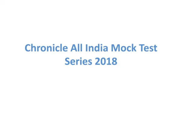 IAS UPSC Prelims Test Series 2018