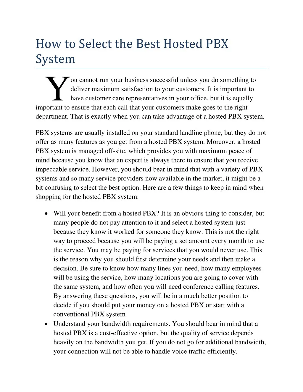 how to select the best hosted pbx system y