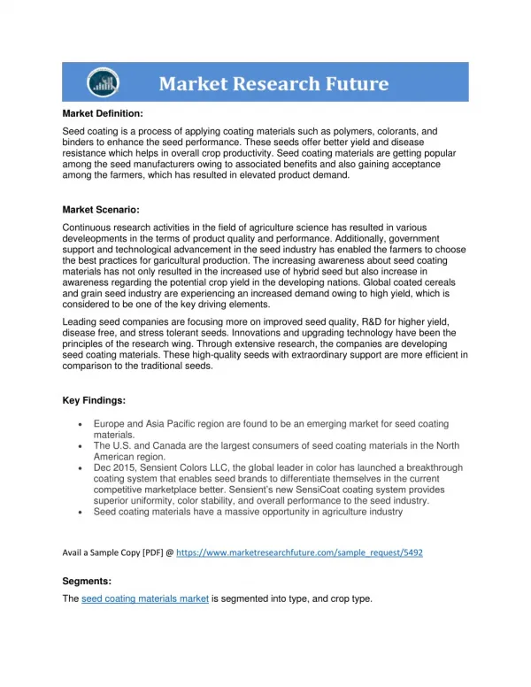 Seed Coating Materials Report PDF Formate