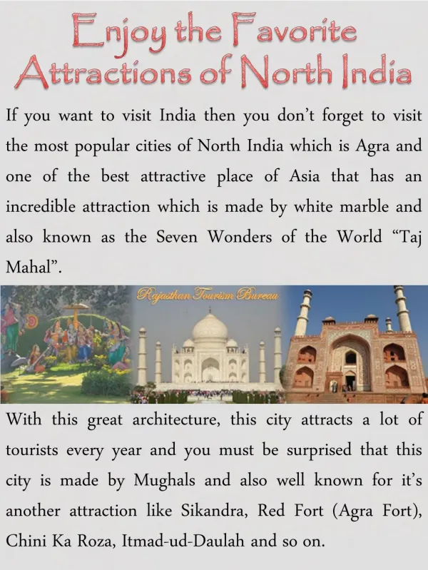 Enjoy the Favorite Attractions of North India
