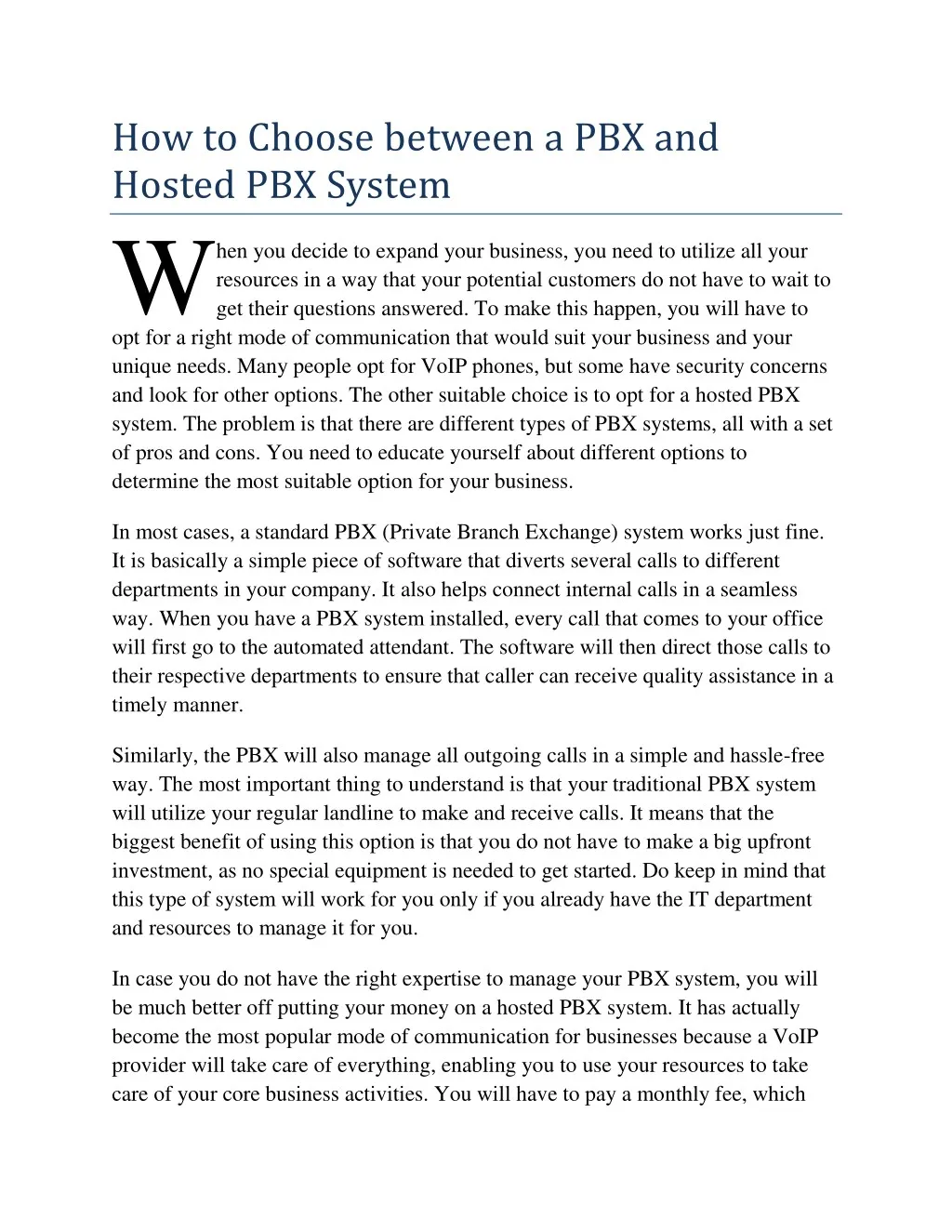 how to choose between a pbx and hosted pbx system
